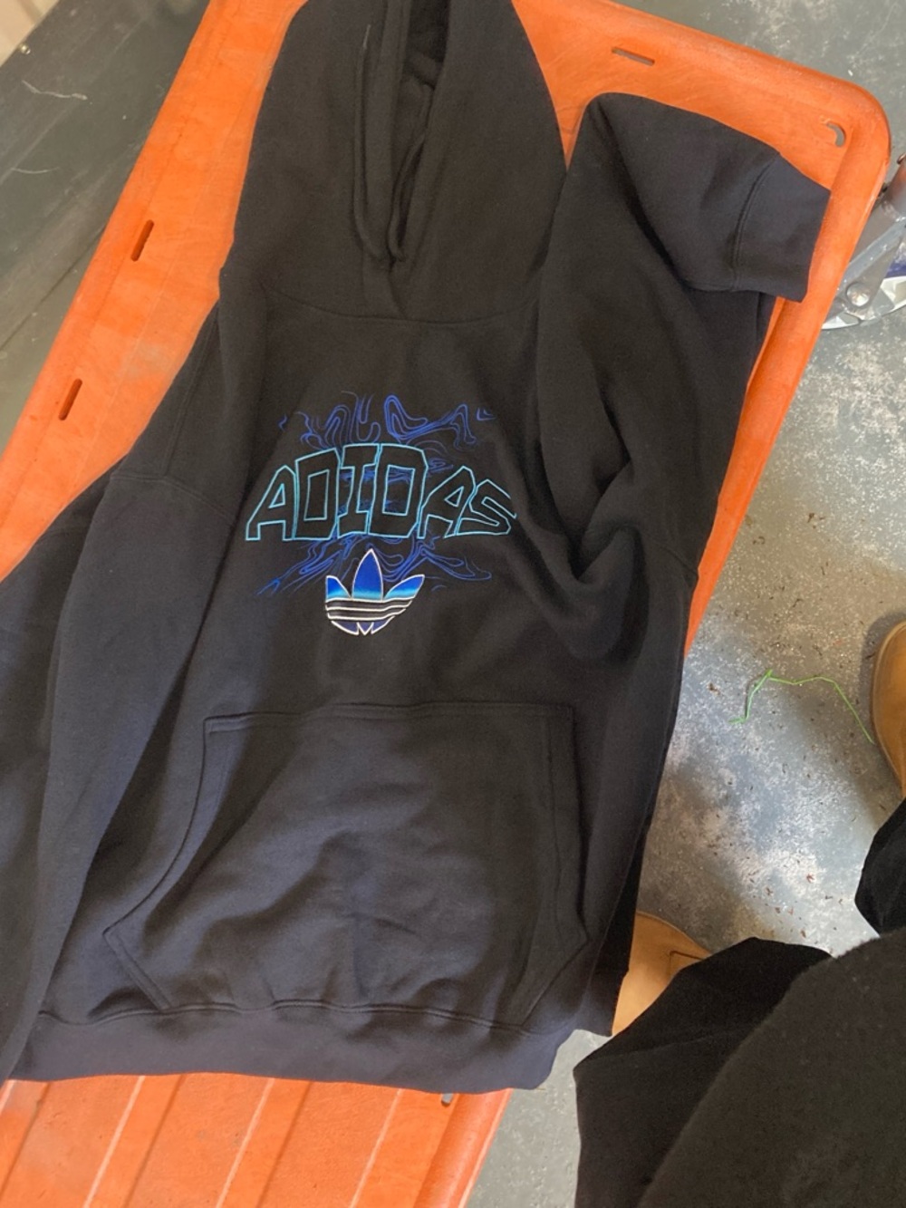 adidas Black Crewneck Hoodie with Blue Graphic